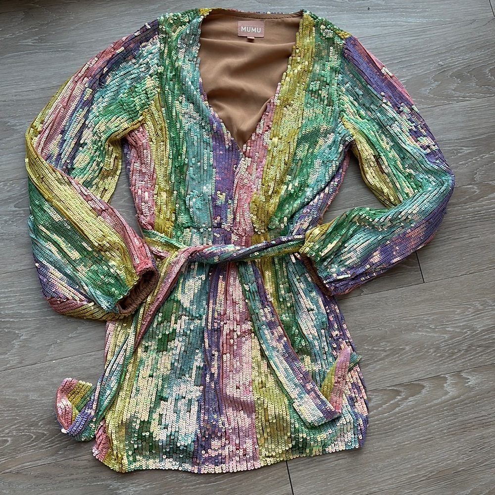 Show Me Your Mumu Rainbow Sequin Dress